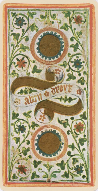I Due di Denari, facsimile di una carta dei tarocchi dal mazzo 
